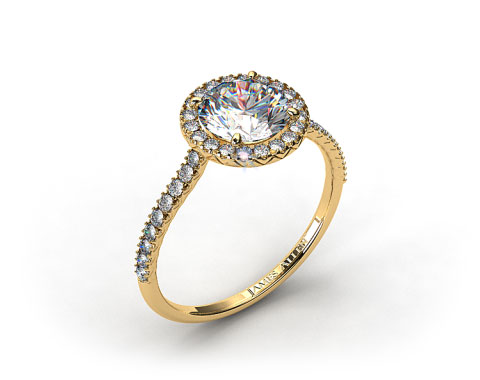 18k Yellow Gold 0.29ctw Halo Pave Set Diamond Engagement Ring